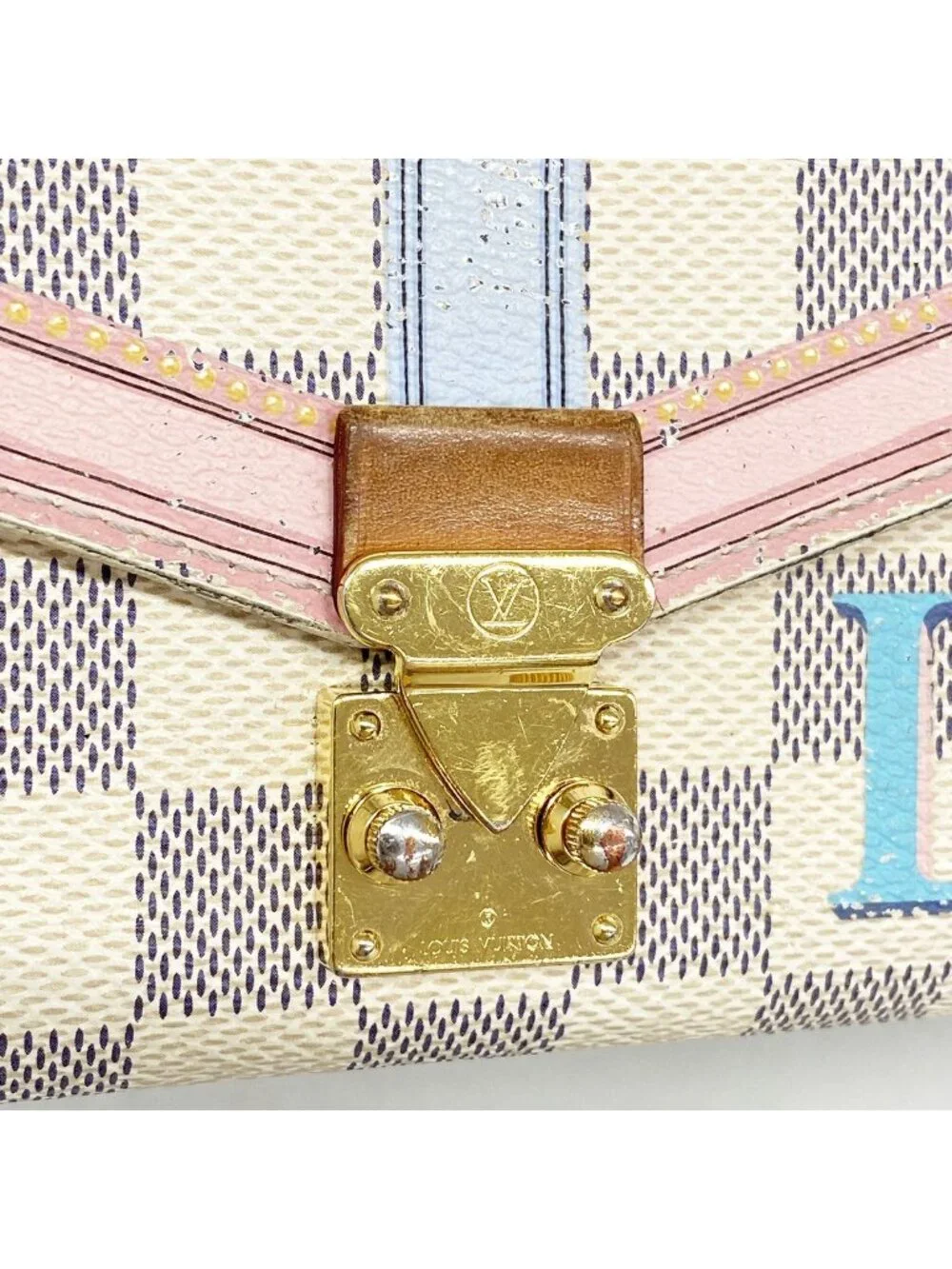Louis Vuitton Wallet Damier Azur Summer Trunk Portefeuille Sarah White